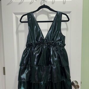 Shimmering Green Tiered Dress